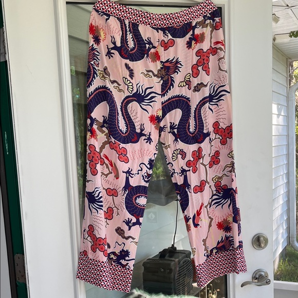 Ulla Popken Pink and Blue Dragon Print Pants - Picture 3 of 3